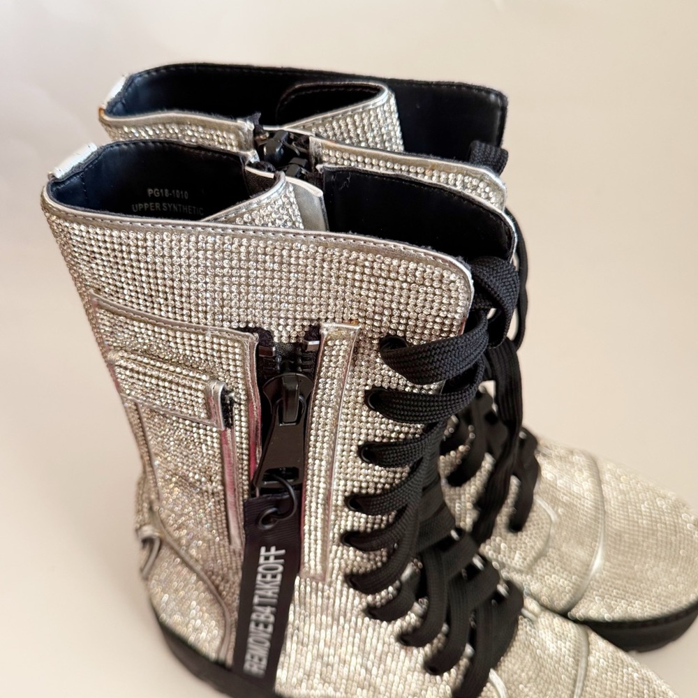 Poster Girl Dolls Kill Billionaire Bling Rhinestone Combat Boots Size 8 - Picture 2 of 10